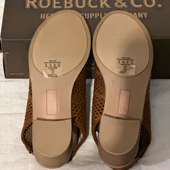 New Roebuck & Co. Vida Cognac Woman’s Open Toe Slingback Block Heel Sandles - Picture 11 of 11
